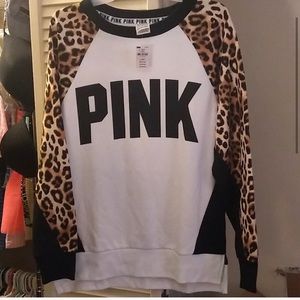 PINK VS white/leopard print legging crew NWT